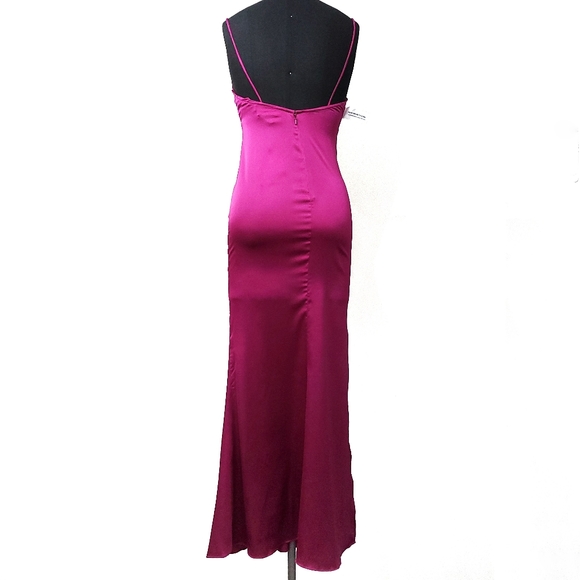 Fame & Partners Barbiecore 90s Y2K Satin Thigh Slit Maxi Dress - Picture 10 of 10